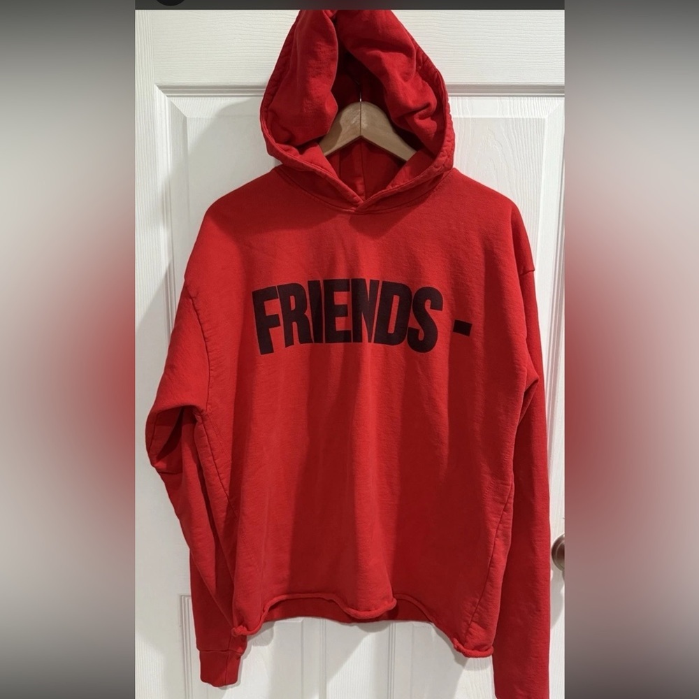 Vlone Red Oversized Hoodie with Friends Logo Size S